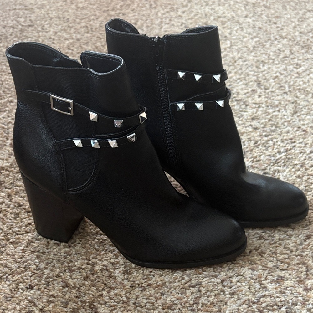 Nine West Black Ankle Boots with Silver Studs